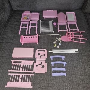Barbie Doll Sized Pink and Purple Dollhouse Furniture Lot